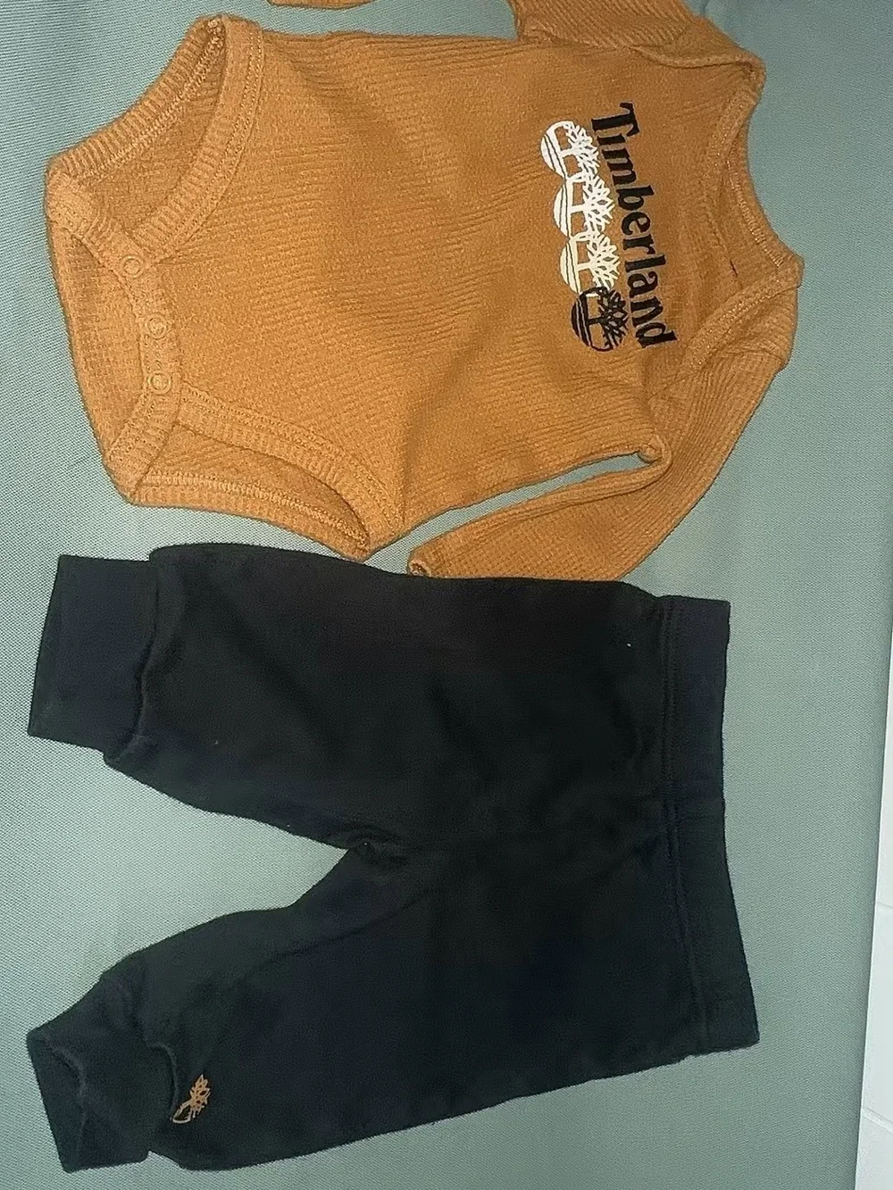 Timberland Brown Long-Sleeve One-Piece with Black Pants